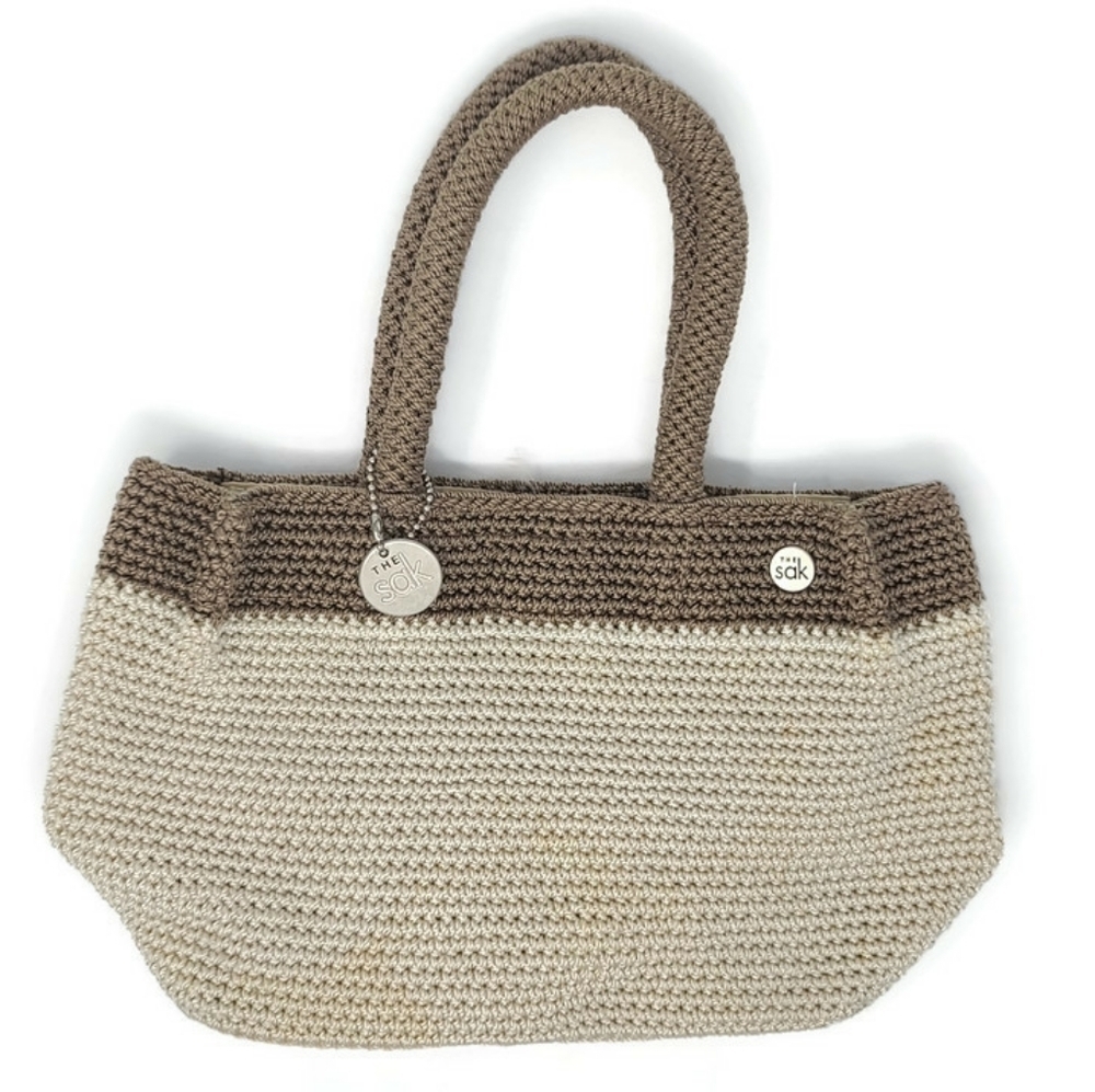 The Sak 7x9 Fabric Knotted Shoulder Handbag Creme